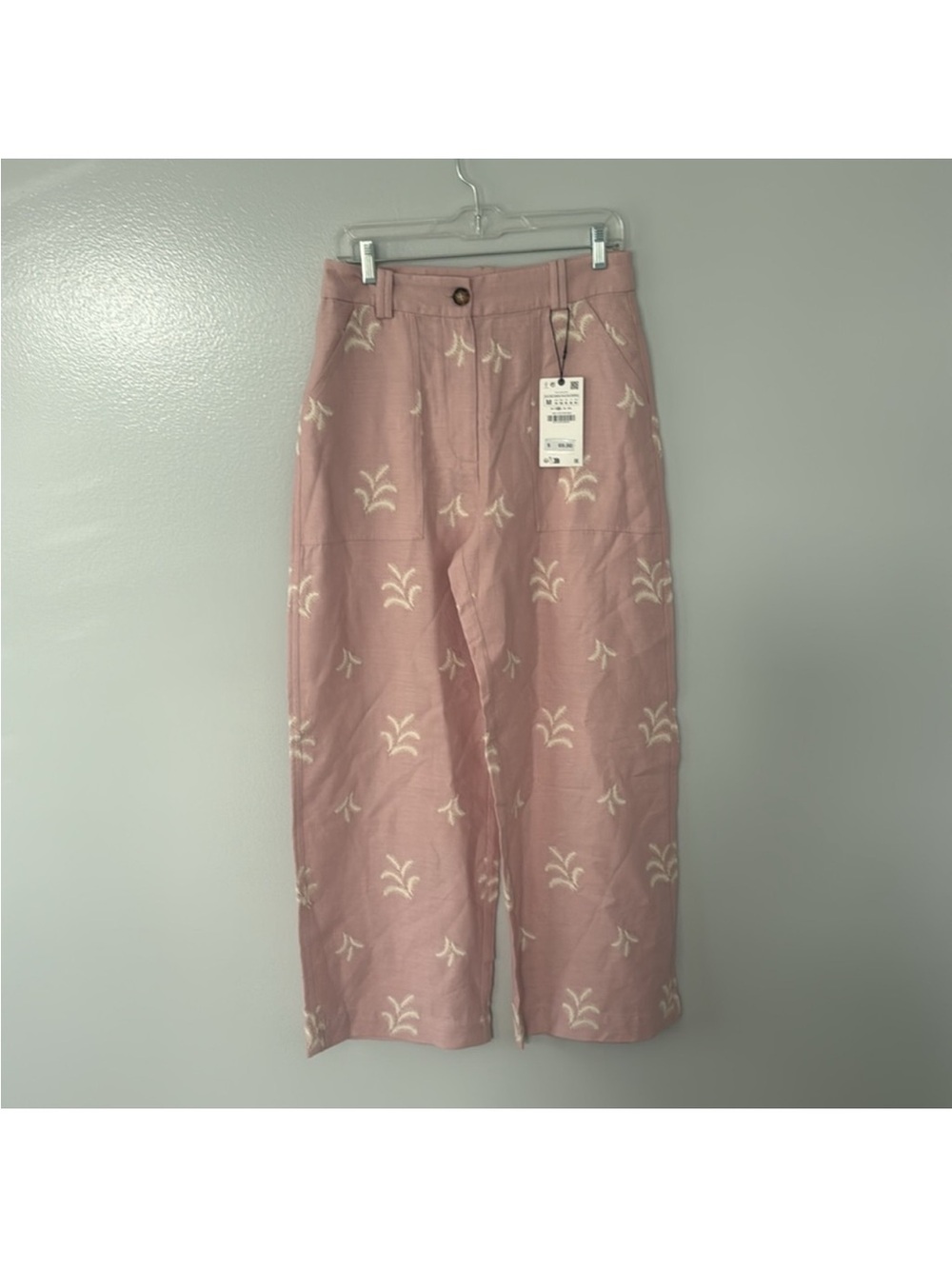 Zara Linen Embroidered 2 Piece Suit New with Tags Summer Vacation Travel Sz M - Picture 6 of 14